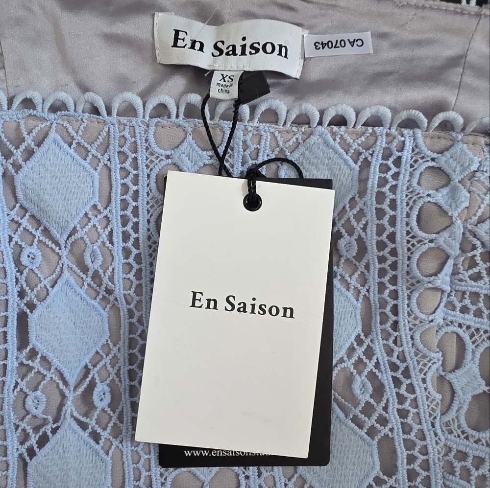 En Saison Blue Crochet Lace Crop Top XS - Picture 11 of 11